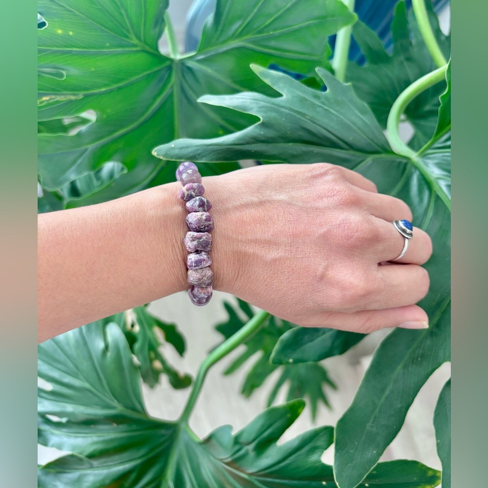 Rough Ruby & Chevron Amethyst Bracelet - image 1